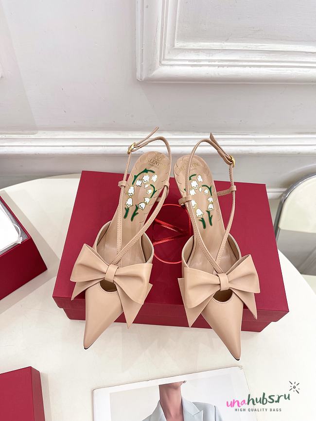 	 Valentino Bowow Slingback Pumps In Kidskin 85mm Nude - 1
