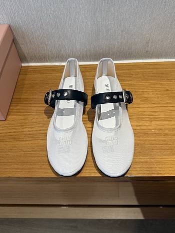 Miu Miu Mesh Fabric Ballerinas White