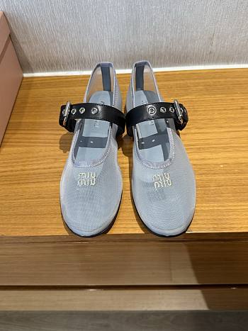 	 Miu Miu Mesh Fabric Ballerinas Blue