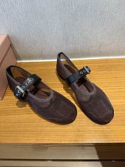 	 Miu Miu Mesh Fabric Ballerinas Burgundy - 4