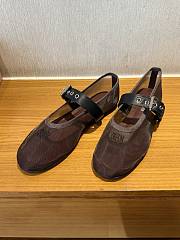 	 Miu Miu Mesh Fabric Ballerinas Burgundy - 3