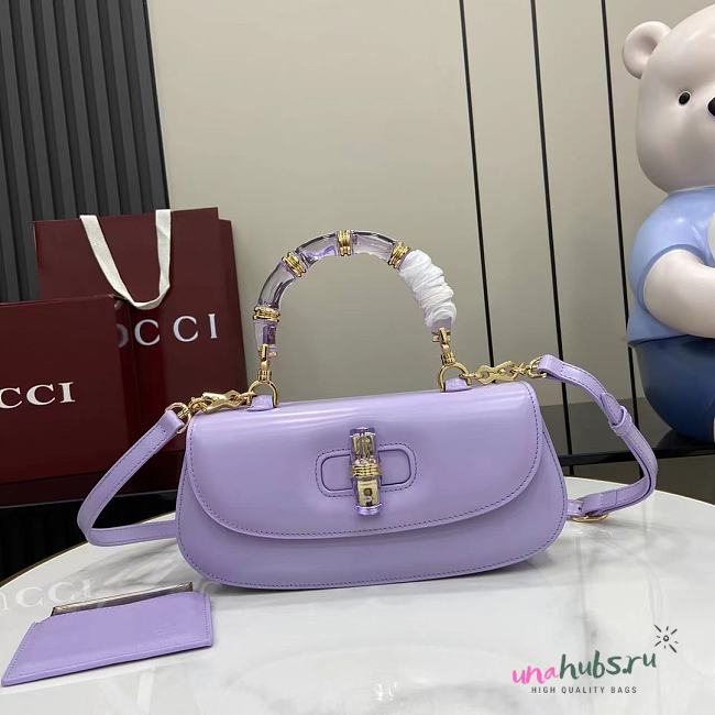 Gucci Bamboo Diva medium bag in lilac leather 26x13x8cm - 1