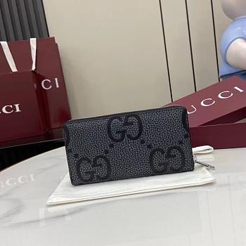 Jumbo GG zip around wallet in grey leather 