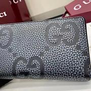 Jumbo GG zip around wallet in grey leather  - 4