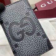 Jumbo GG card case in grey leather - 12x7.5cm - 6