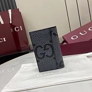 Jumbo GG card case in grey leather - 12x7.5cm - 4