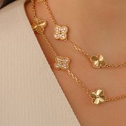Van Cleef & Arpels Guilloché 18K Yellow Gold with Diamonds Vintage Alhambra Long Necklace, 20 Motifs - 3