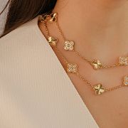 Van Cleef & Arpels Guilloché 18K Yellow Gold with Diamonds Vintage Alhambra Long Necklace, 20 Motifs - 2