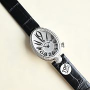 Breguet Reine De Naples 18k White Gold Oval 25mm Watch With Diamonds - 3