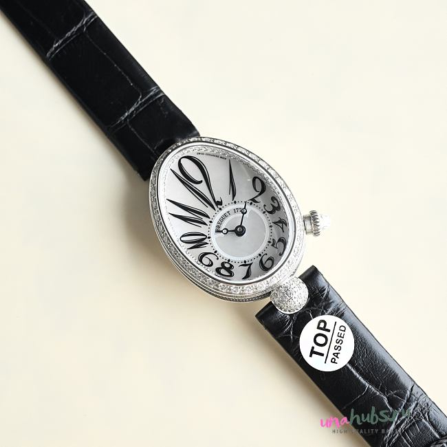 Breguet Reine De Naples 18k White Gold Oval 25mm Watch With Diamonds - 1