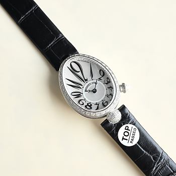 Breguet Reine De Naples 18k White Gold Oval 25mm Watch With Diamonds