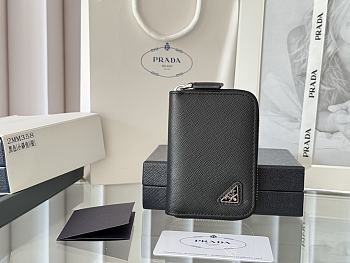 Prada Saffiano Leather Coin Purse Triangle Logo 10x8cm