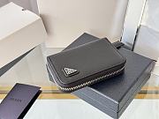 Prada Saffiano Leather Coin Purse Triangle Logo 10x8cm - 6
