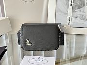 Prada Saffiano Leather Coin Purse Triangle Logo 10x8cm - 5