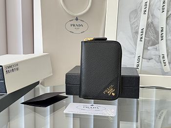 Prada Saffiano Leather Coin Purse 10x8cm Gold/Silver Hardware