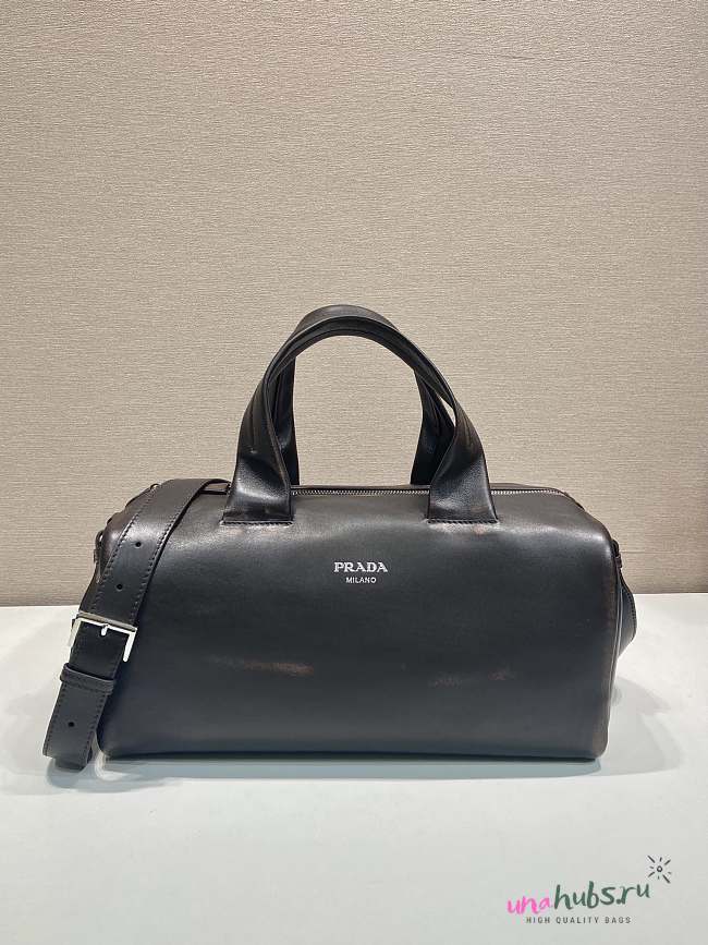 Prada Small Leather Travel Bag in Black - 35x17.5x17.5cm - 1
