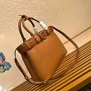 Prada Buckle Leather Handbag Brown 32x23x11cm - 6