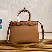 Prada Buckle Leather Handbag Brown 32x23x11cm - 4