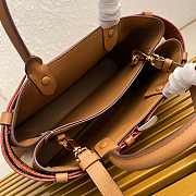Prada Buckle Leather Handbag Brown 32x23x11cm - 5