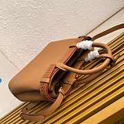 Prada Buckle Leather Handbag Brown 32x23x11cm - 3