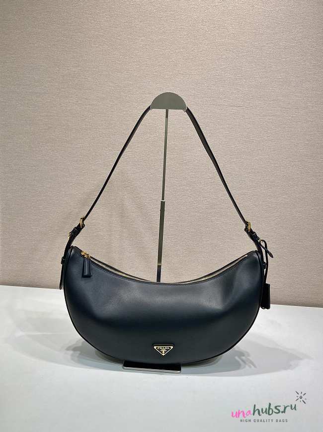 Prada Demi-lune Large Leather Black Shoulder Bag - 42x19.5x8.5cm - 1