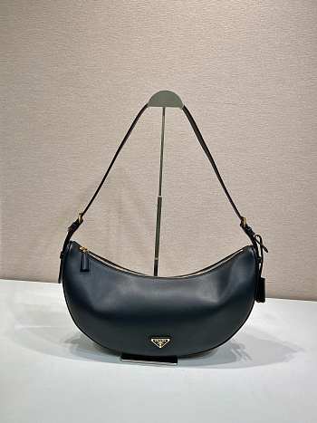 Prada Demi-lune Large Leather Black Shoulder Bag - 42x19.5x8.5cm