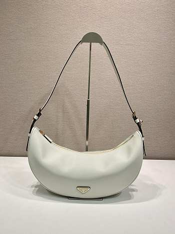 	 Prada Demi-lune Large Leather White Shoulder Bag - 42x19.5x8.5cm
