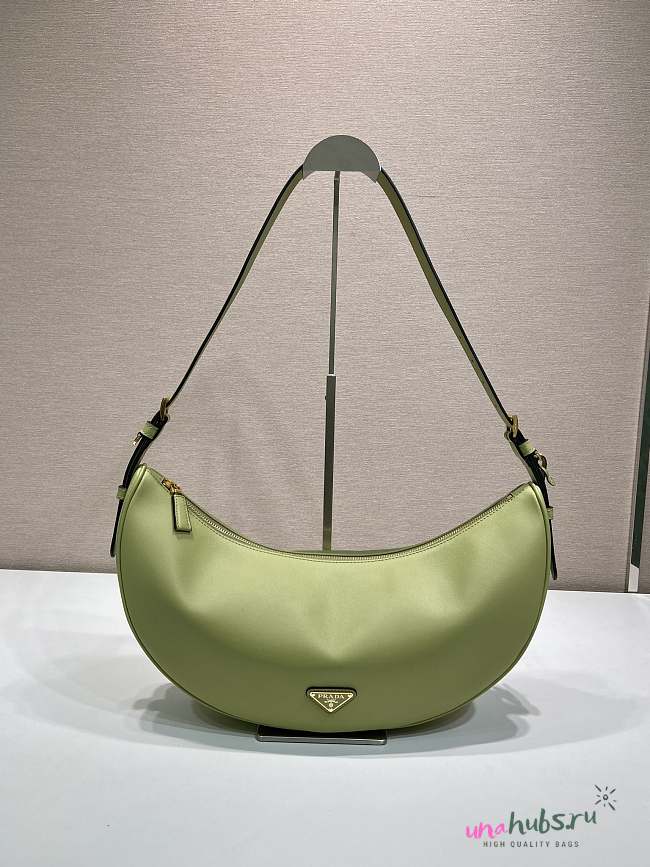 	 Prada Demi-lune Large Leather Green Shoulder Bag - 42x19.5x8.5cm - 1