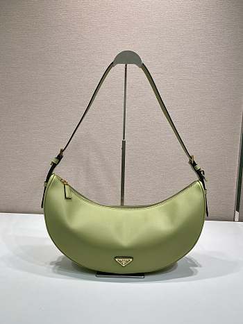 	 Prada Demi-lune Large Leather Green Shoulder Bag - 42x19.5x8.5cm