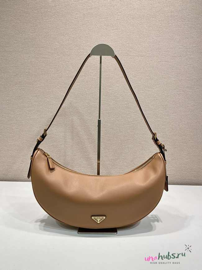 	 Prada Demi-lune Large Leather Brown Shoulder Bag - 42x19.5x8.5cm - 1