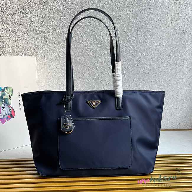 	 Prada Re-Edition 1978 medium Re-Nylon and Saffiano leather blue tote bag - 35x26x15cm - 1