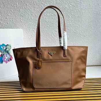 	 Prada Re-Edition 1978 medium Re-Nylon and Saffiano leather brown tote bag - 35x26x15cm