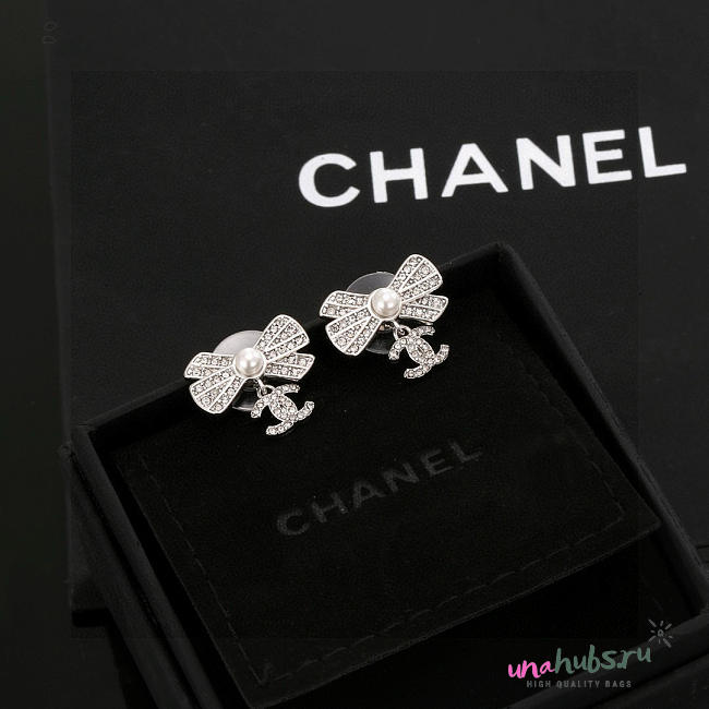 Chanel Silver Color Earrings - 1