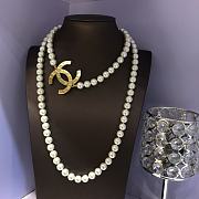 	 Chanel Pearl and CC Logo Necklace - 1
