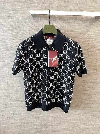Gucci GG Polo Knitted Shirt In Black