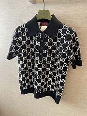 Gucci GG Polo Knitted Shirt In Black - 2