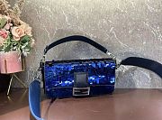 Fendi Baguette Leather Bag with gradient blue color sequins - 27x15x6cm - 5