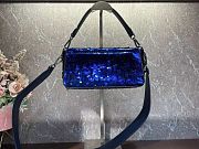 Fendi Baguette Leather Bag with gradient blue color sequins - 27x15x6cm - 4