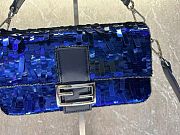Fendi Baguette Leather Bag with gradient blue color sequins - 27x15x6cm - 2