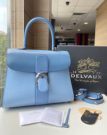 Delvaux Brillant leather blue bag 28/14/22cm