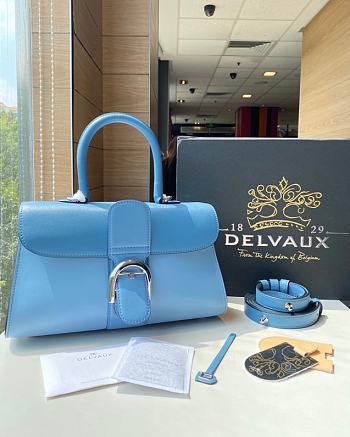 Delvaux Brillant East West leather Blue bag 28/12/15cm