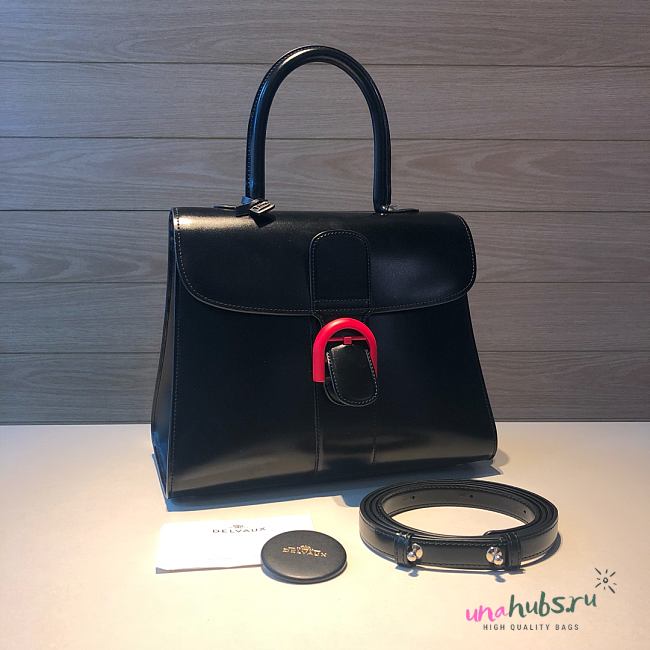 	 Delvaux Brillant leather black bag with red hardware 28/14/22cm - 1