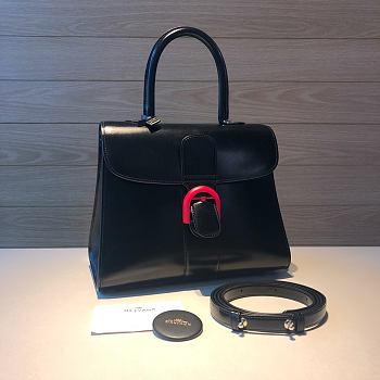 	 Delvaux Brillant leather black bag with red hardware 28/14/22cm