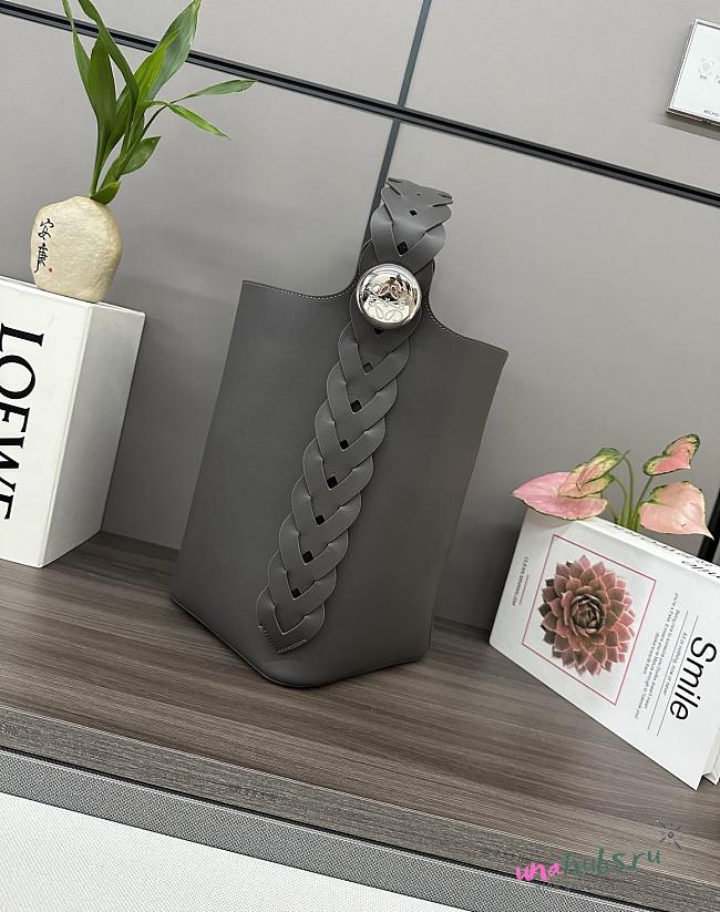 	 Loewe Pebble Bucket Anagram in Grey - 24.5*23.5*28CM - 1