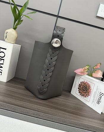 	 Loewe Pebble Bucket Anagram in Grey - 24.5*23.5*28CM