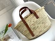 Basket bag in palm leaf and calfskin Beige - 40*26.5*16cm  - 6