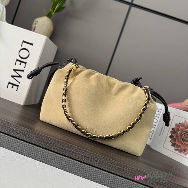 Loewe Flamenco In Beige Suede Bag - 30*10.5*20CM - 1