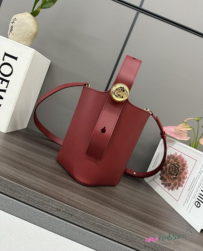 	 Loewe Pebble Bucket Anagram Red Bag - 16*16*19.5CM - 1