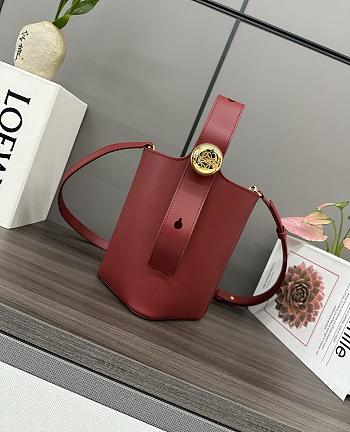 	 Loewe Pebble Bucket Anagram Red Bag - 16*16*19.5CM