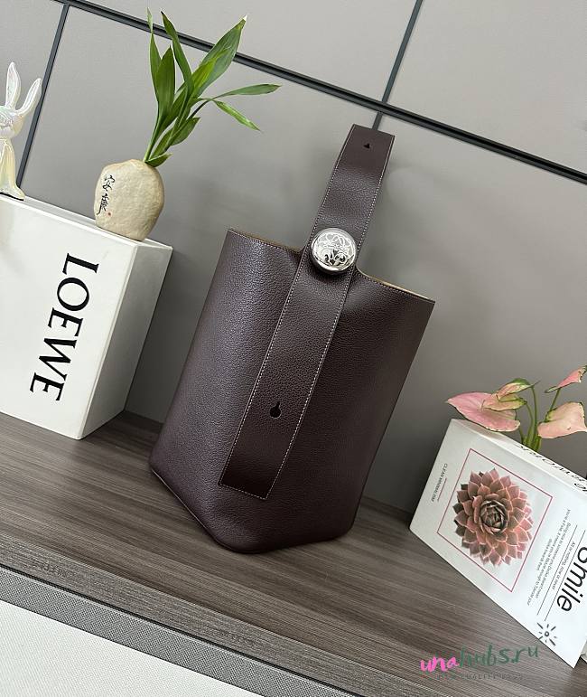 Loewe Pebble Bucket Anagram Dark Chocolate Bag - 24.5*23.5*28CM - 1
